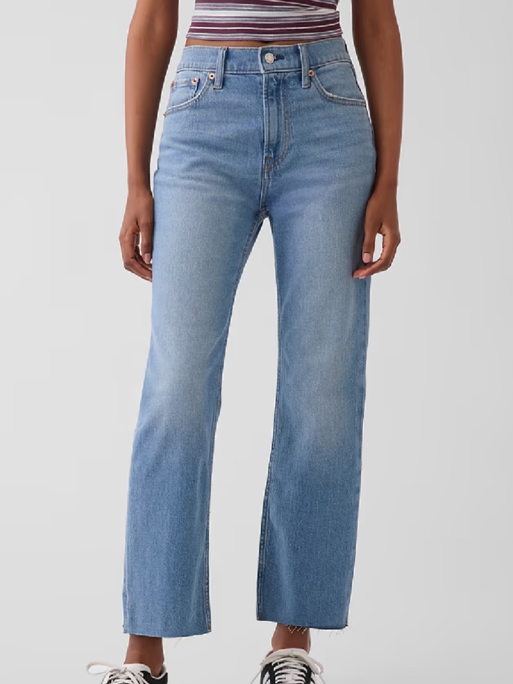 Gap Women 26/2R Medium Indigo Denim High Rise 90s Slim Straight Crop Jeans NWT